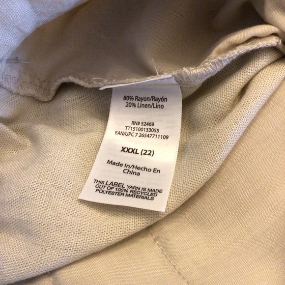 Time And Tru Womens Plus Size Beige Linen Blend Pleated 5” Shorts Size XXXL (22) - Picture 10 of 10